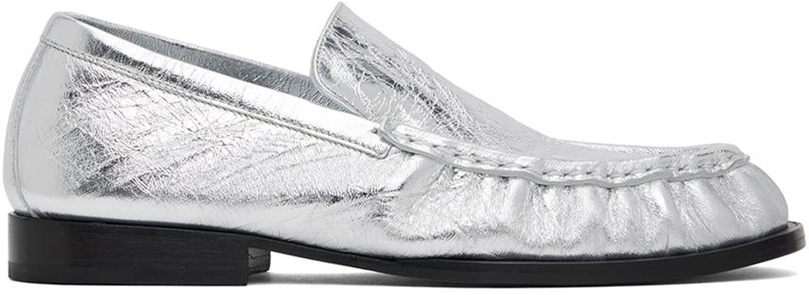 Silver Leather Loafers