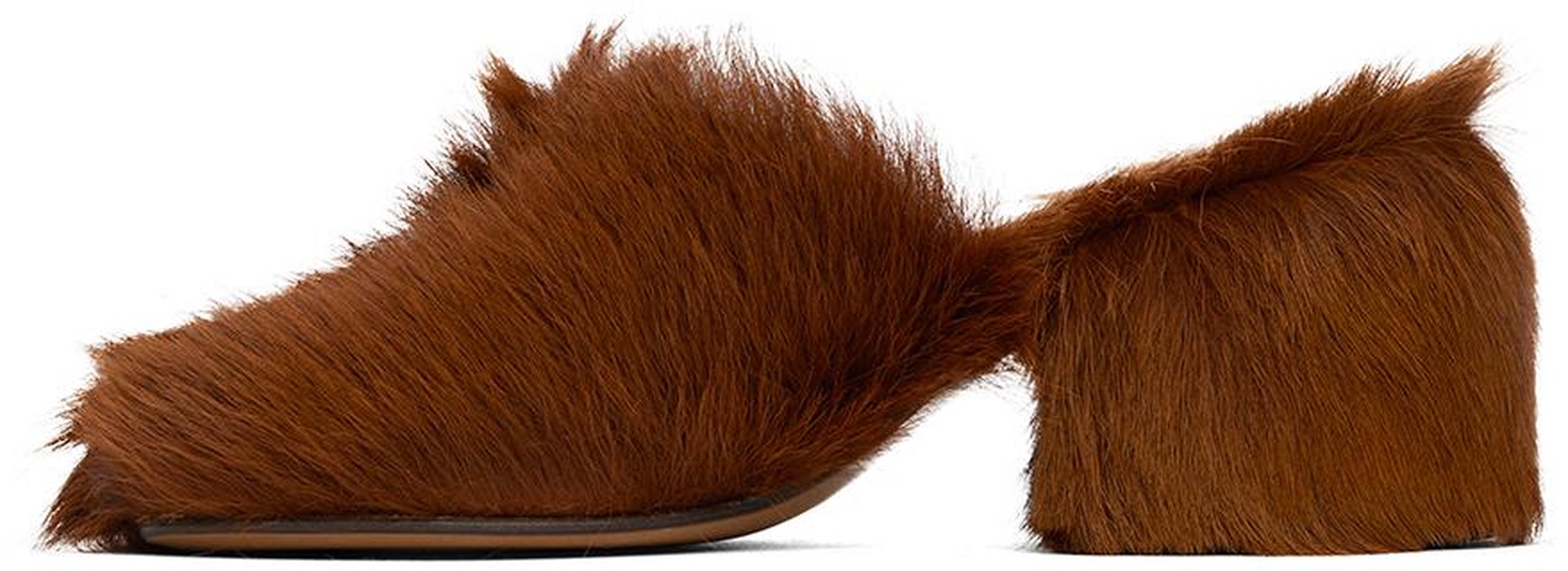 Brown Faux-Fur Mules