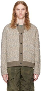 Beige Unbleached Lace-Up Cardigan