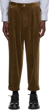 Brown 2 Pleats Corduroy Trousers