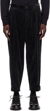 Black 2 Pleats Corduroy Trousers