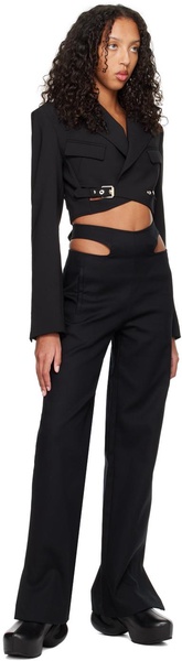 Black Y-Front Buckle Trousers