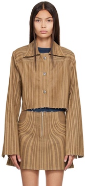 Brown Striped Denim Jacket