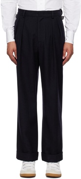 Navy Pleated Trousers