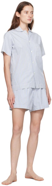 White & Blue Drawstring Pyjama Shorts