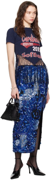 Blue Sequin Maxi Skirt