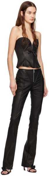 Black Paneled Leather Pants