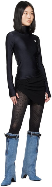 Black Tight High Neck Long Sleeve T-Shirt