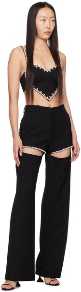 Black Crystal Slit Trousers