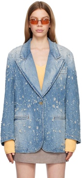 Blue Distressed Denim Jacket