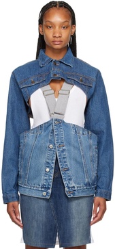 SSENSE Exclusive Blue Demimoorebag Convertible Denim Jacket