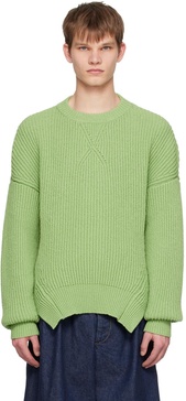 Jil Sander Man Mint Green Cotton And Wool Sweater