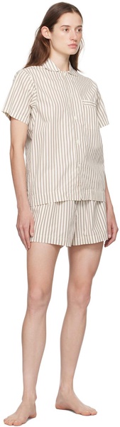 Off-White & Brown Drawstring Pyjama Shorts