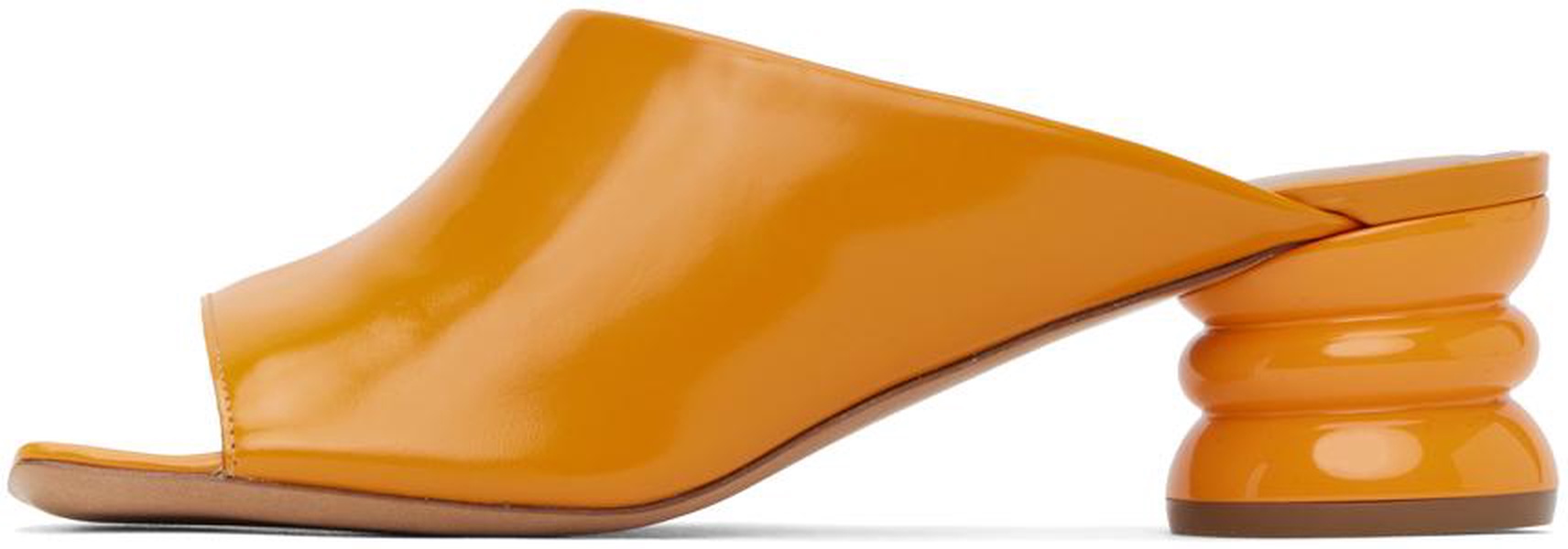 Orange Block Heeled Sandals