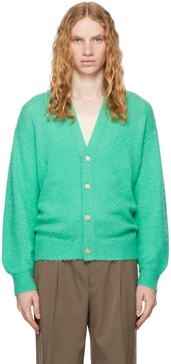 Green Brushed Wool Cashmere Silk Cardigan