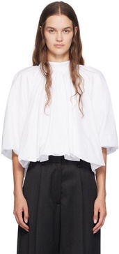 White Back Bow Balloon Blouse