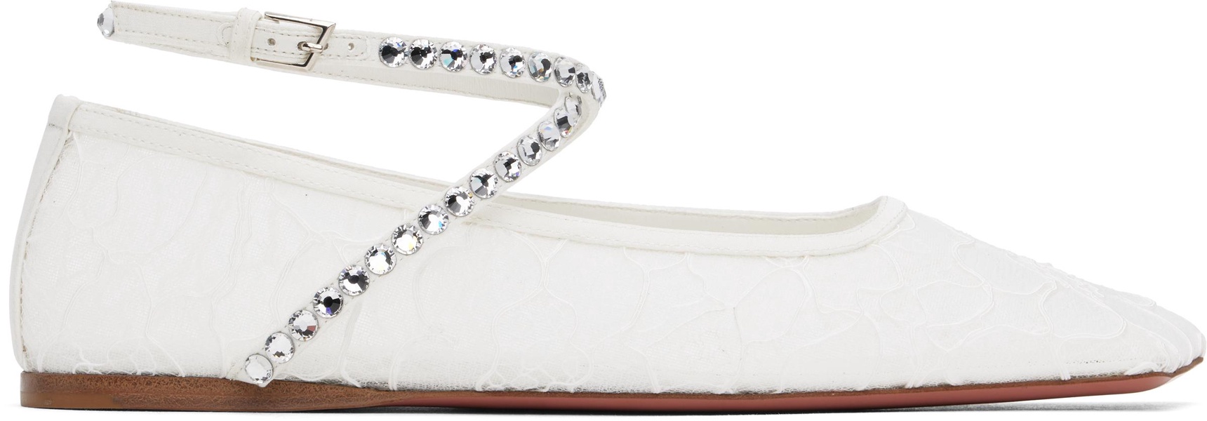 White Ane Lace Ballerina Flats