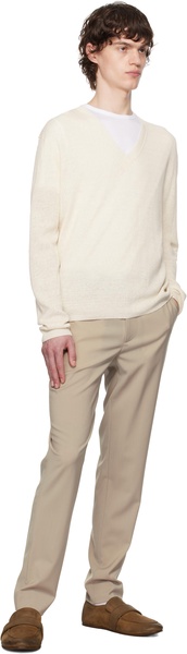 Beige Tropical Wool Trousers