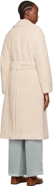 Beige Textured Faux-Fur Coat