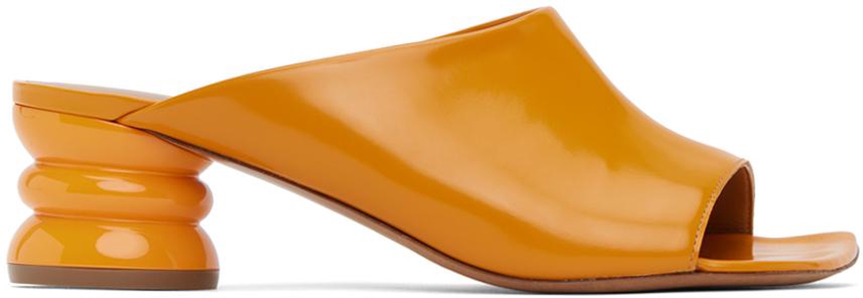 Orange Block Heeled Sandals