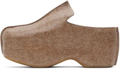 Beige Laminated Felt Platform Clogs