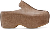 Beige Laminated Felt Platform Clogs