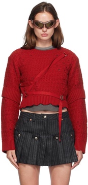 Red Nora Strap Sweater