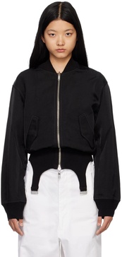 Black Convertible Rib Reversible Bomber Jacket