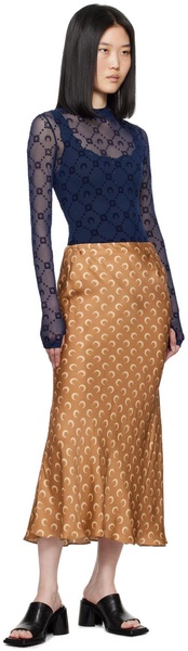 Tan All Over Moon Flou Midi Skirt