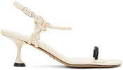 Beige Tee Toe Ring Heeled Sandals