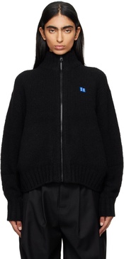 Black TRS Tag Knit Zip-Up 01 Sweater