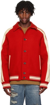 Red Paneled Bomber Jacket