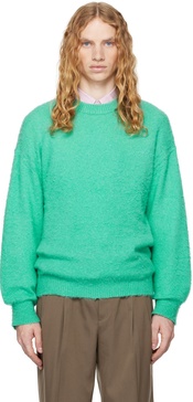 Green Brushed Wool Cashmere Silk Sweater