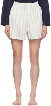 Off-White & Blue Drawstring Pyjama Shorts