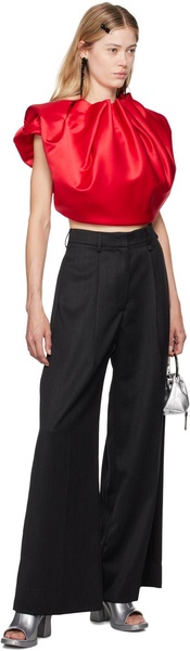 Gray Furry Welt Pocket Trousers