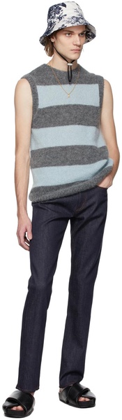 Grey & Blue Mohair Ethan Vest