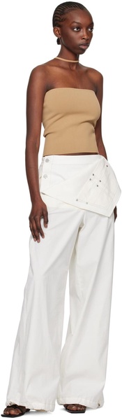 White Foldover Parachute Trousers