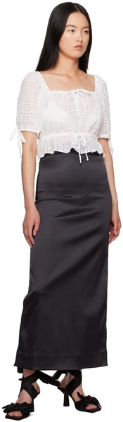 bead-detailing satin maxi skirt