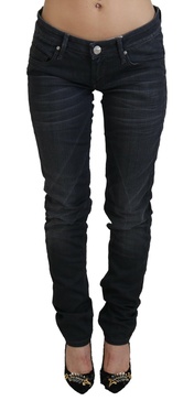 Acht Black Washed Low Waist Slim Fit Cotton Denim Jeans