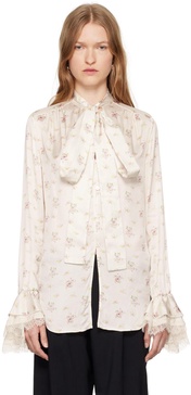 Off-White Floral Print Satin Shirt