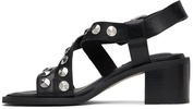 Black Geo Stud Block Heeled Sandals