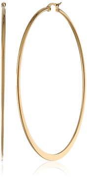 Amazon Essentials Gold Plated or Stainless Steel Flattened Hoop Earrings (previously Amazon Collection)