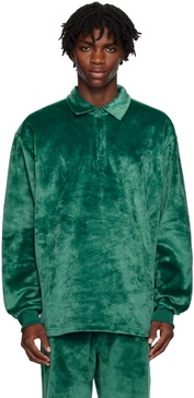 Green Placket Long Sleeve Polo