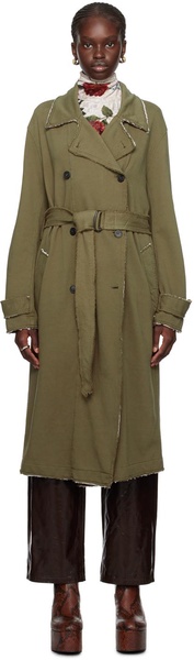 Khaki Raw Edge Trench Coat