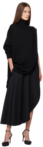 Black Asymmetrical Cape Turtleneck