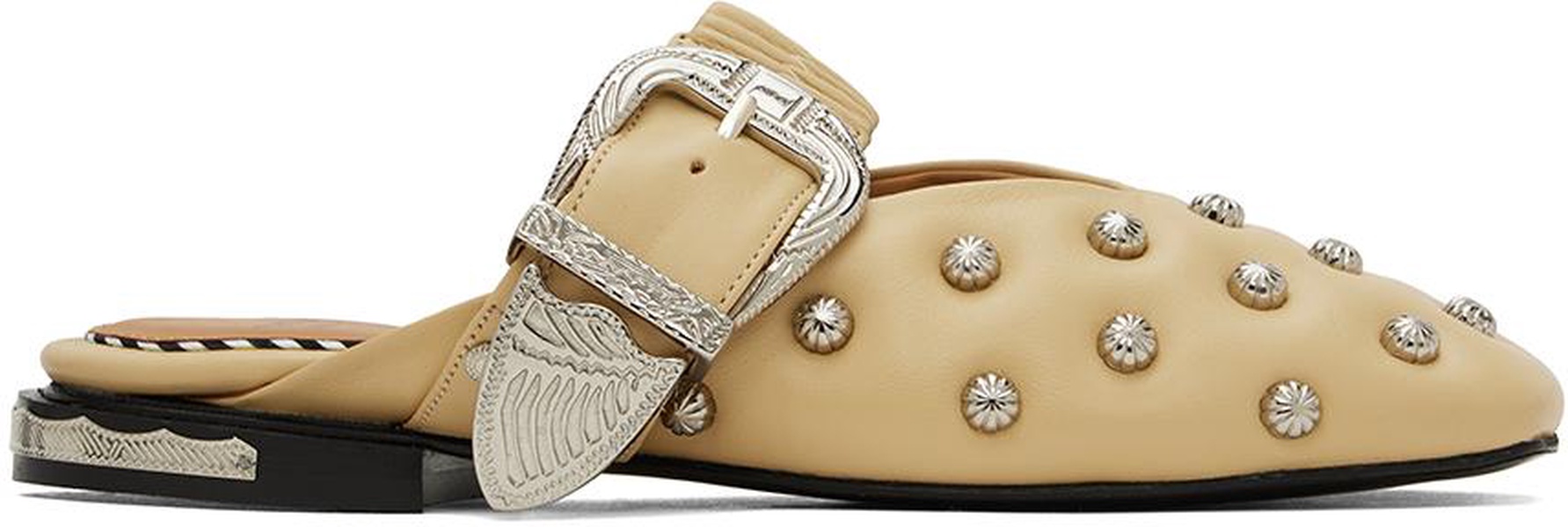 Beige Studded Slippers