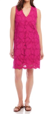 lace shift dress in dark pink