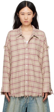 Beige Shredded Seam Shirt