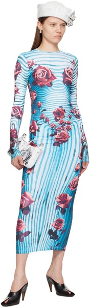 Blue & Red Flower Body Morphing Maxi Skirt