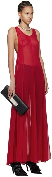 Red Semi-Sheer Maxi Dress